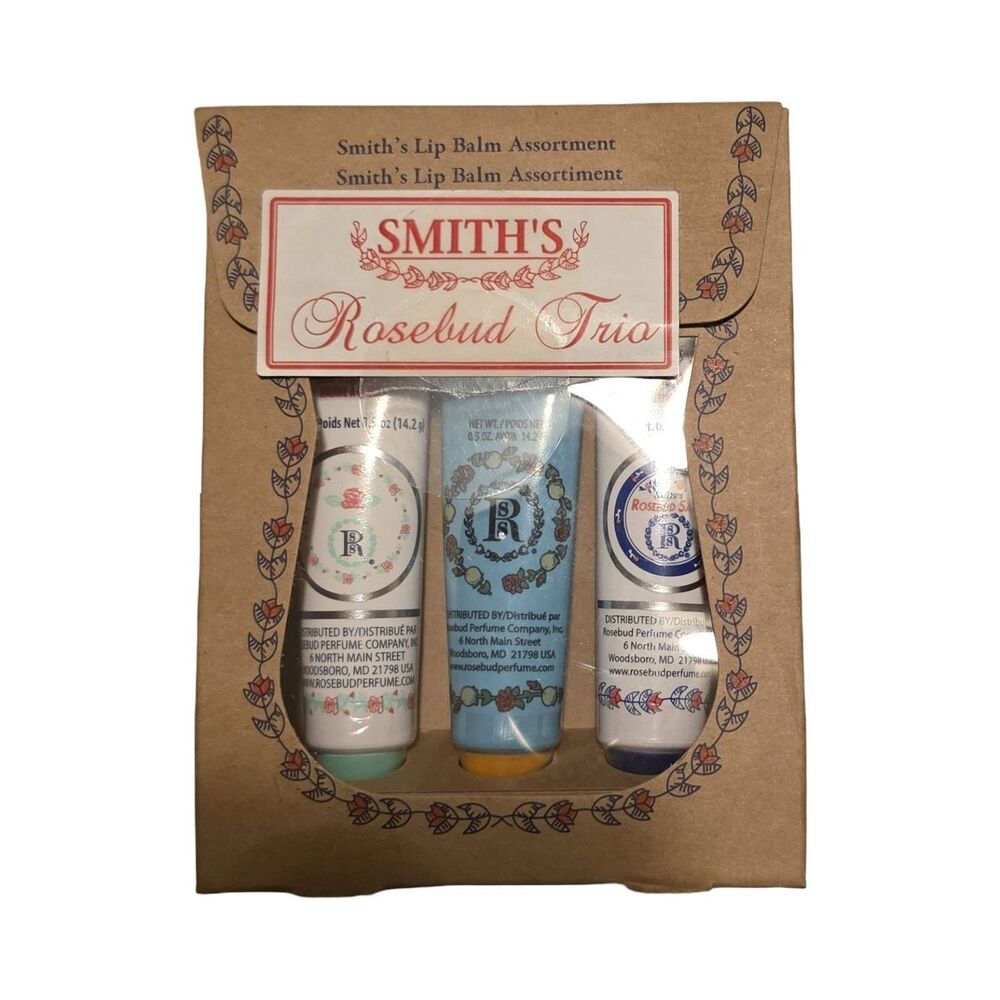 Smith’s Rosebud Trio Lip Balm Set Rosebud Salve Minted Rose Rose & Mandarin 3 Pc